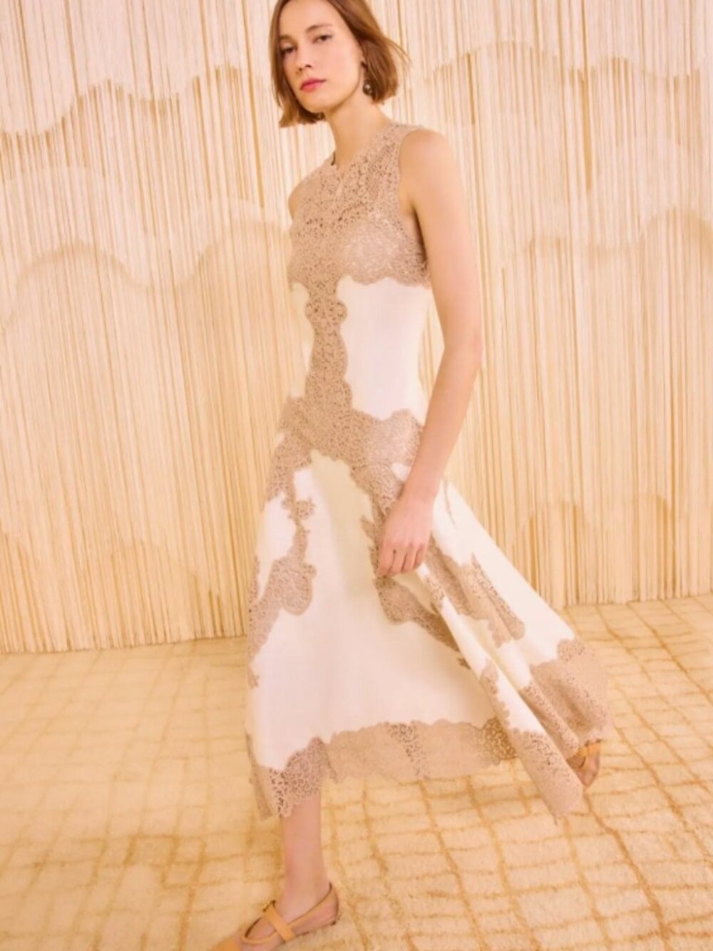 NWOT ULLA JOHNSON Arlette Handkerchief Midi Linen Dress in Travertine S $2,050 - Picture 3 of 12